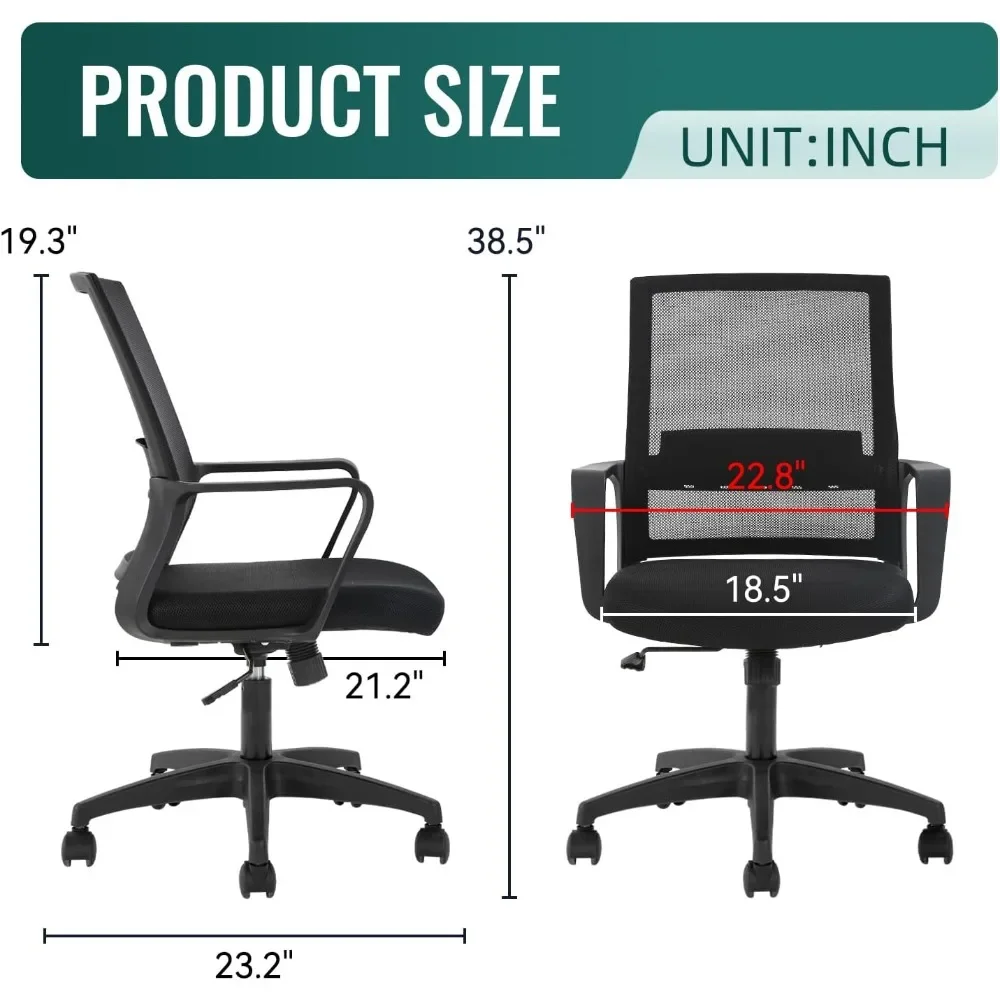 Task Chair Mid Back - Kursi kantor ergonomis, kursi komputer jaring