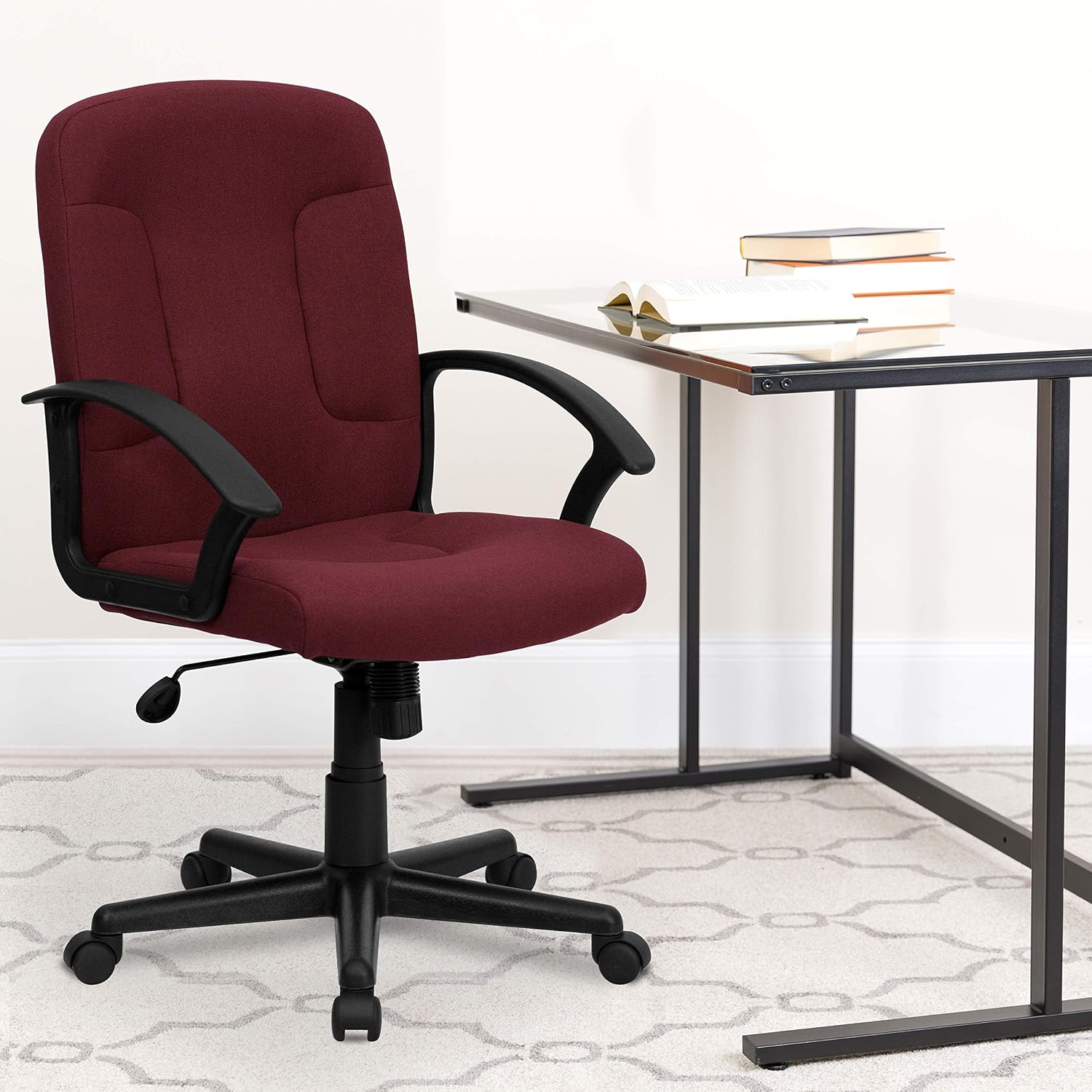 Task Chair Mid Back - Kursi Kantor Eksekutif Berbahan Kain Burgundy