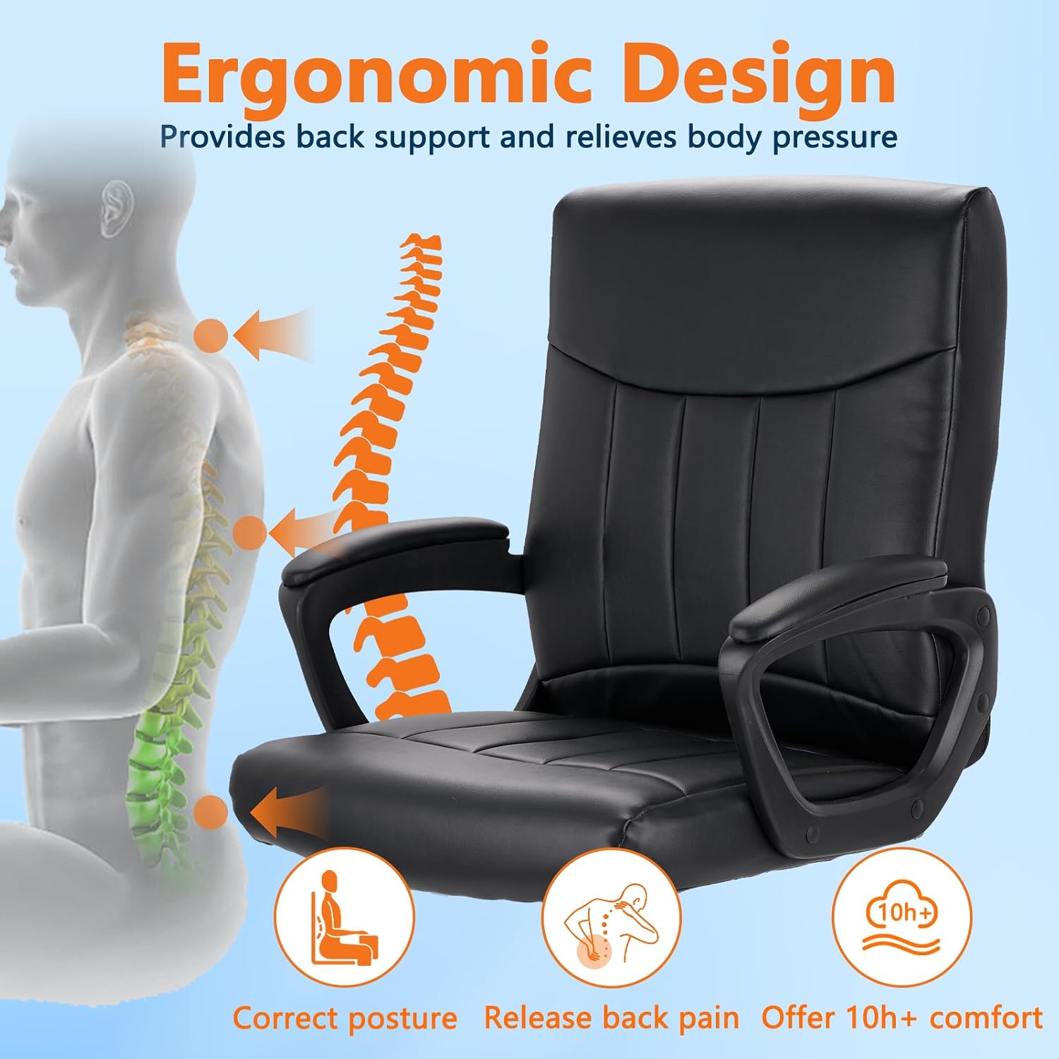 Kursi Kantor Kulit Ergonomis d - Task Chair Mid Back ulasan dan harga